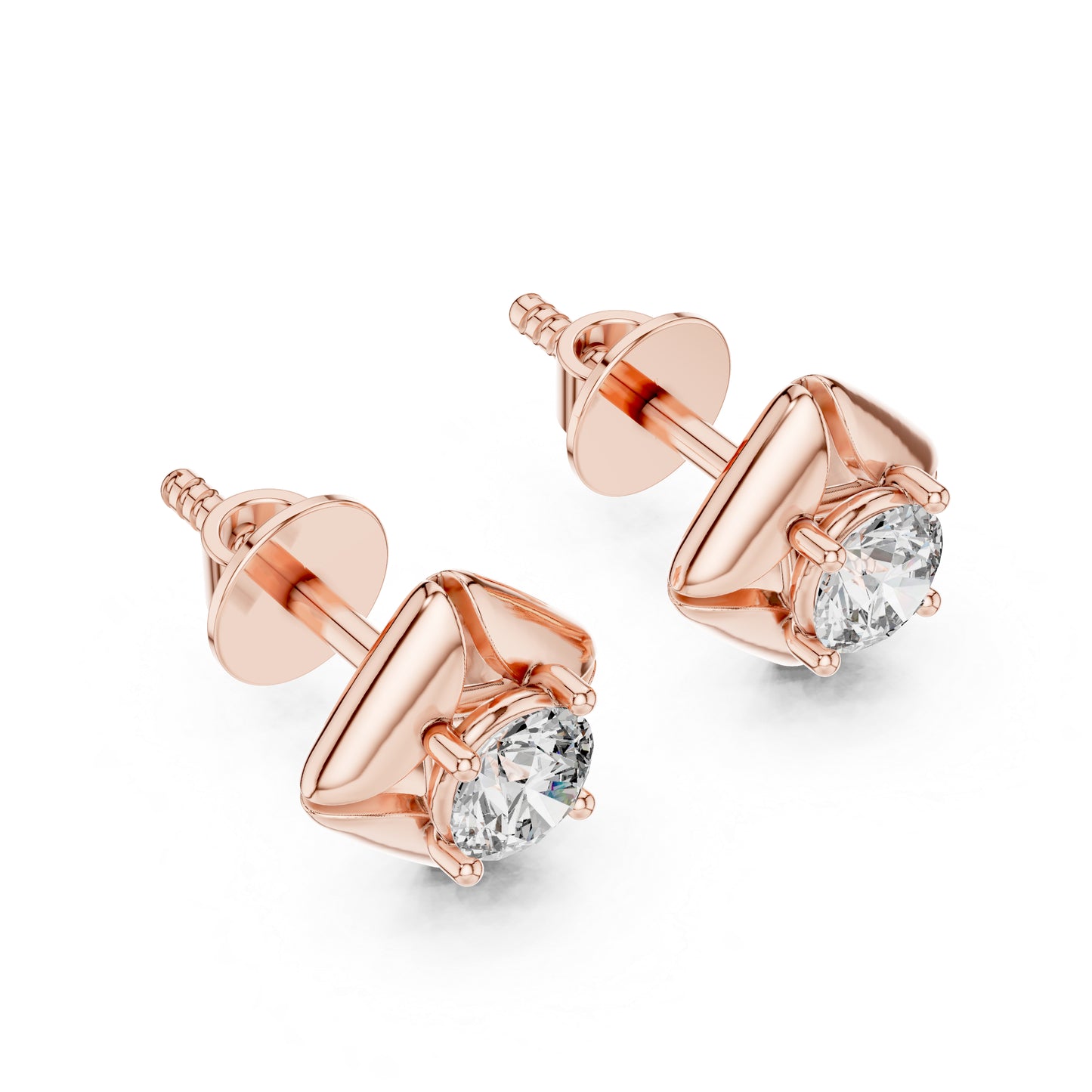 Round Lab-Grown Diamond Stud Earrings in 18K White Gold | PureCarat
