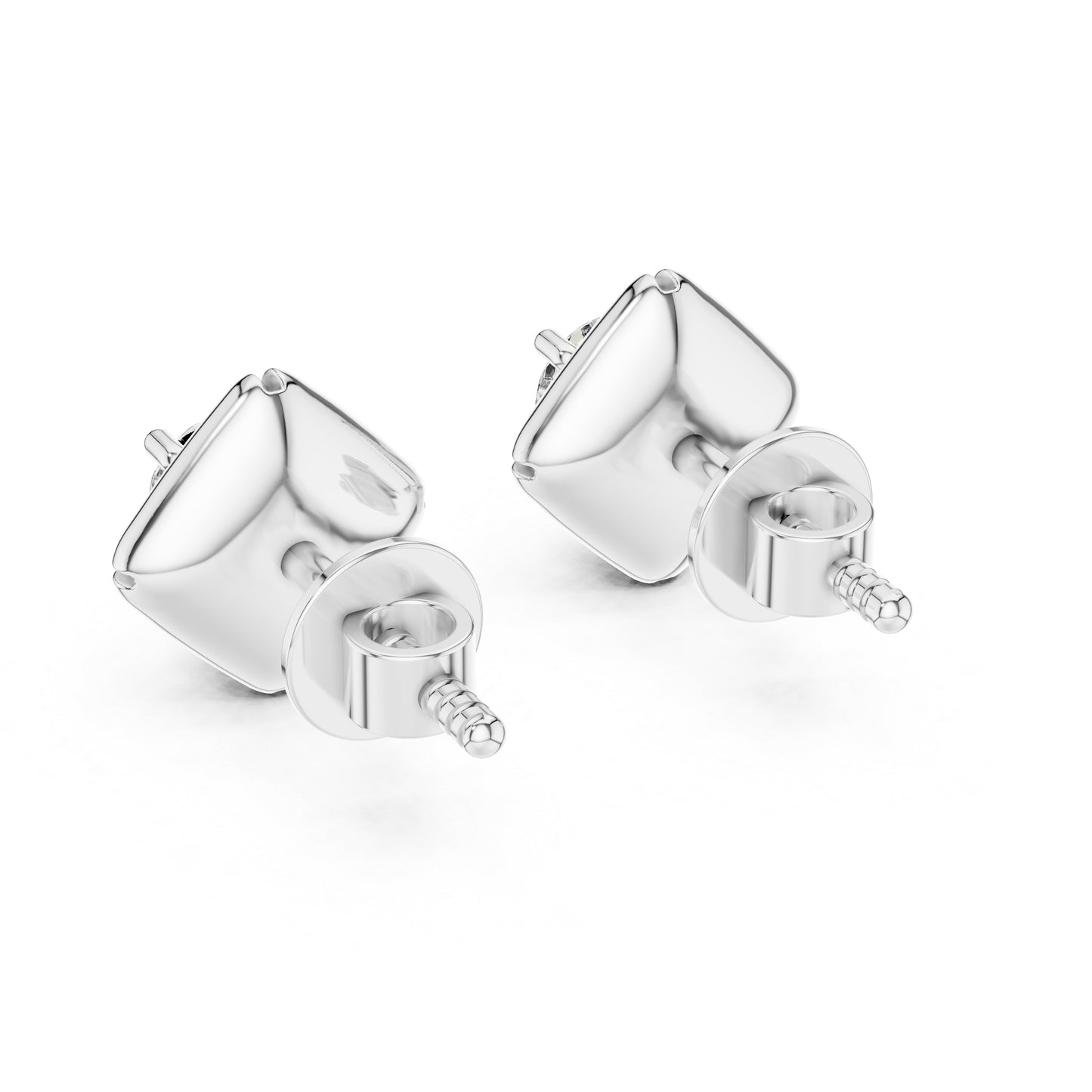 Round Lab-Grown Diamond Stud Earrings in 18K White Gold | PureCarat