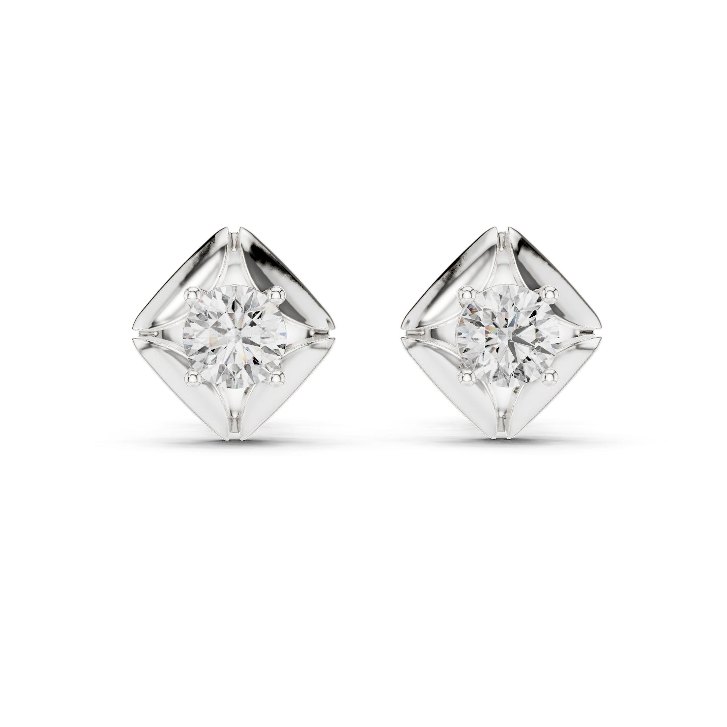 Round Lab-Grown Diamond Stud Earrings in 18K White Gold | PureCarat