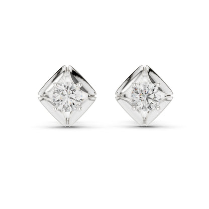 Round Lab-Grown Diamond Stud Earrings in 18K White Gold | PureCarat