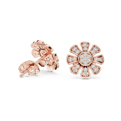 18K Yellow Gold Round Lab-Grown Diamond Everyday Wear Earrings for Women | Pure Carat