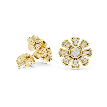 18K Yellow Gold Round Lab-Grown Diamond Everyday Wear Earrings for Women | Pure Carat