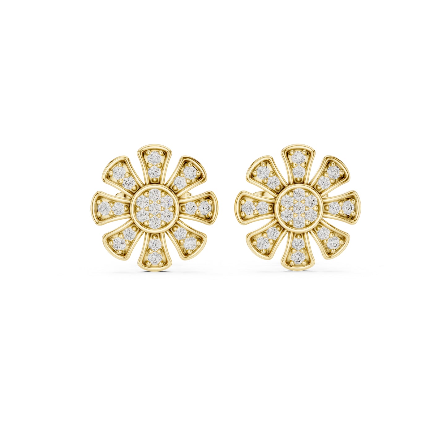 18K Yellow Gold Round Lab-Grown Diamond Everyday Wear Earrings for Women | Pure Carat