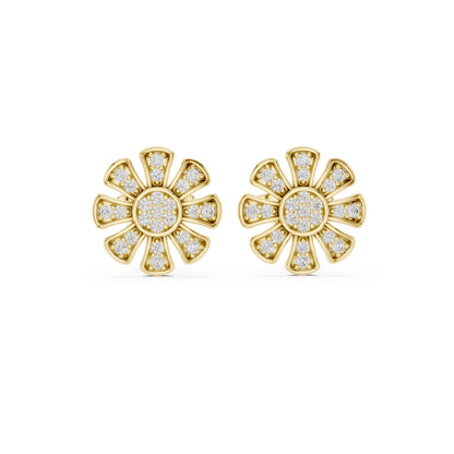 18K Yellow Gold Round Lab-Grown Diamond Everyday Wear Earrings for Women | Pure Carat