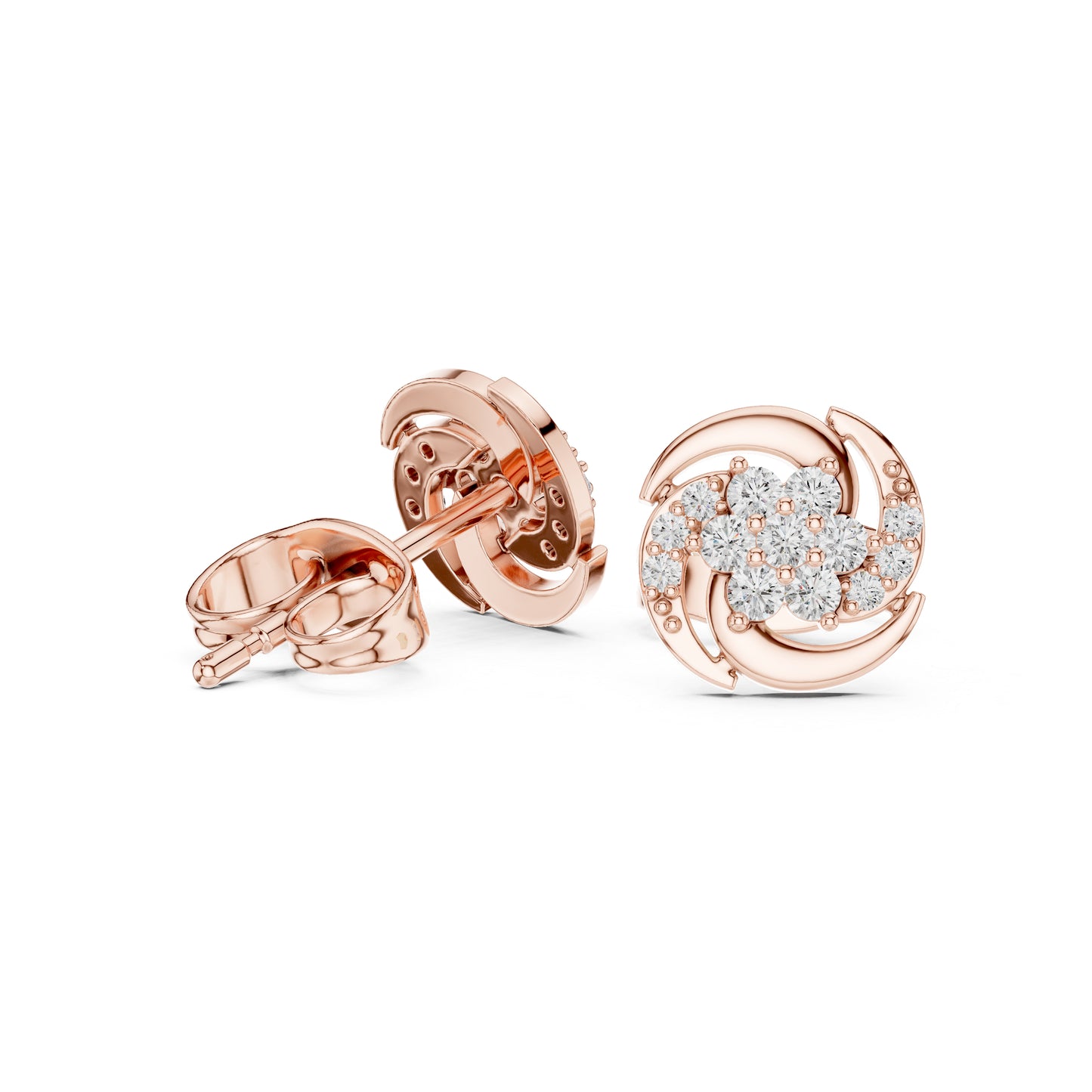 18K Rose Gold Round Lab-Grown Diamond Engagement Earrings for Women | Pure Carat
