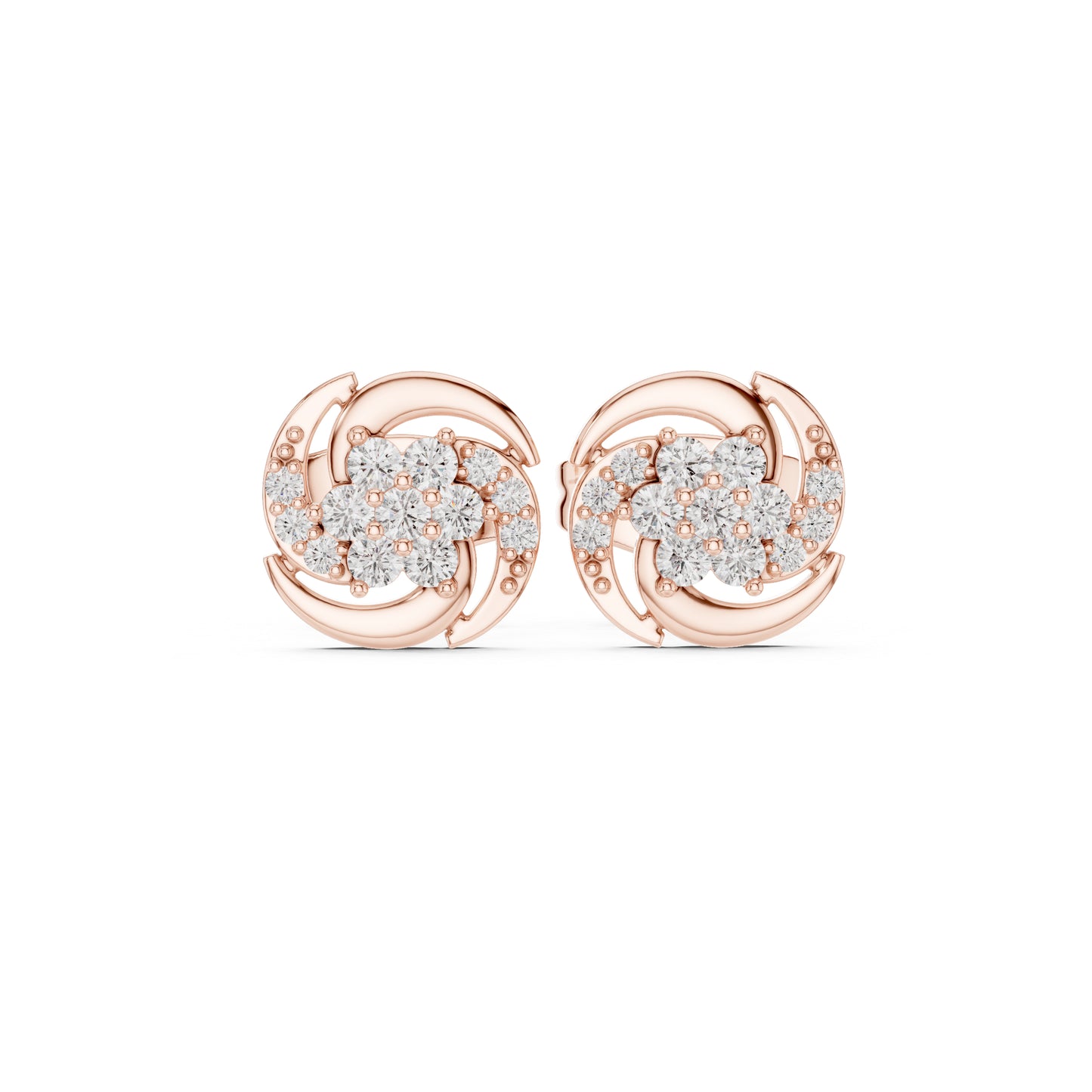 18K Rose Gold Round Lab-Grown Diamond Engagement Earrings for Women | Pure Carat