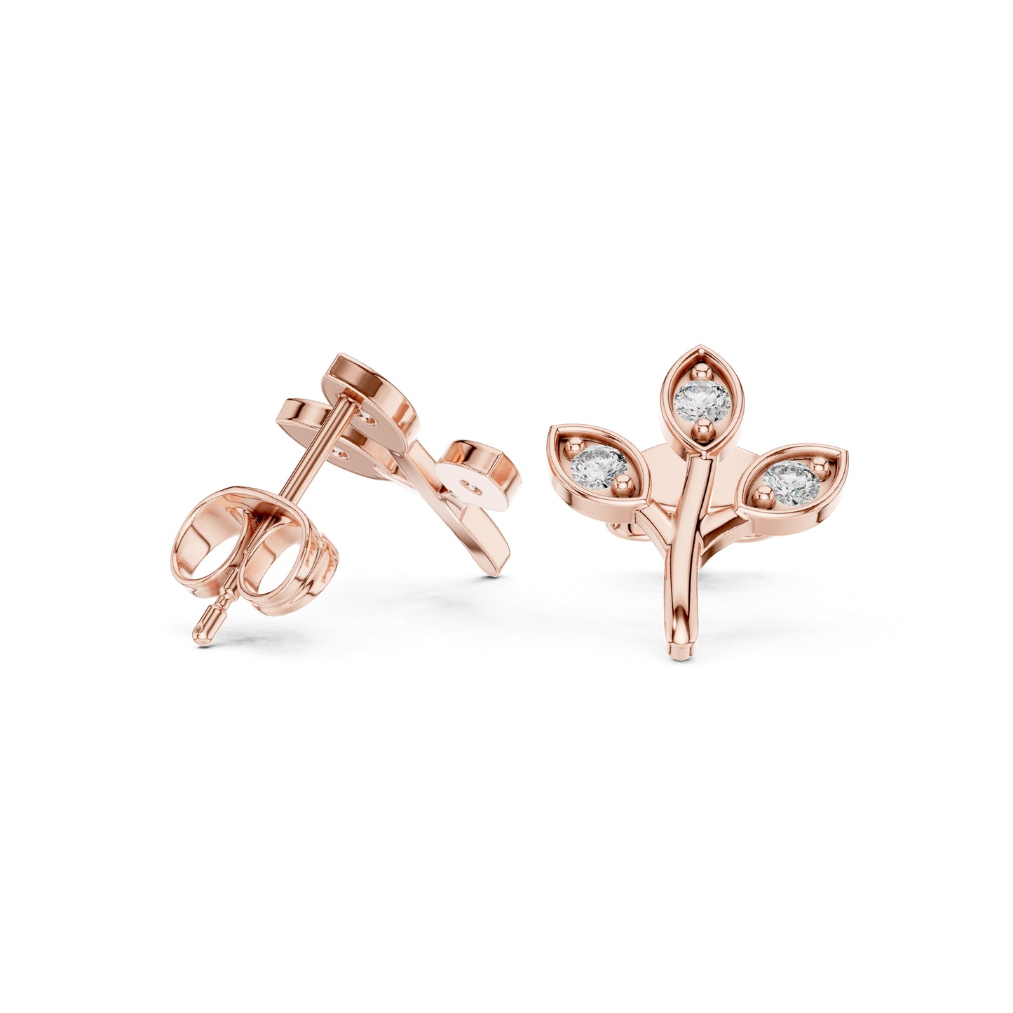 18K Rose Gold Round Lab-Grown Diamond Everyday Wear Earrings for Women | Pure Carat