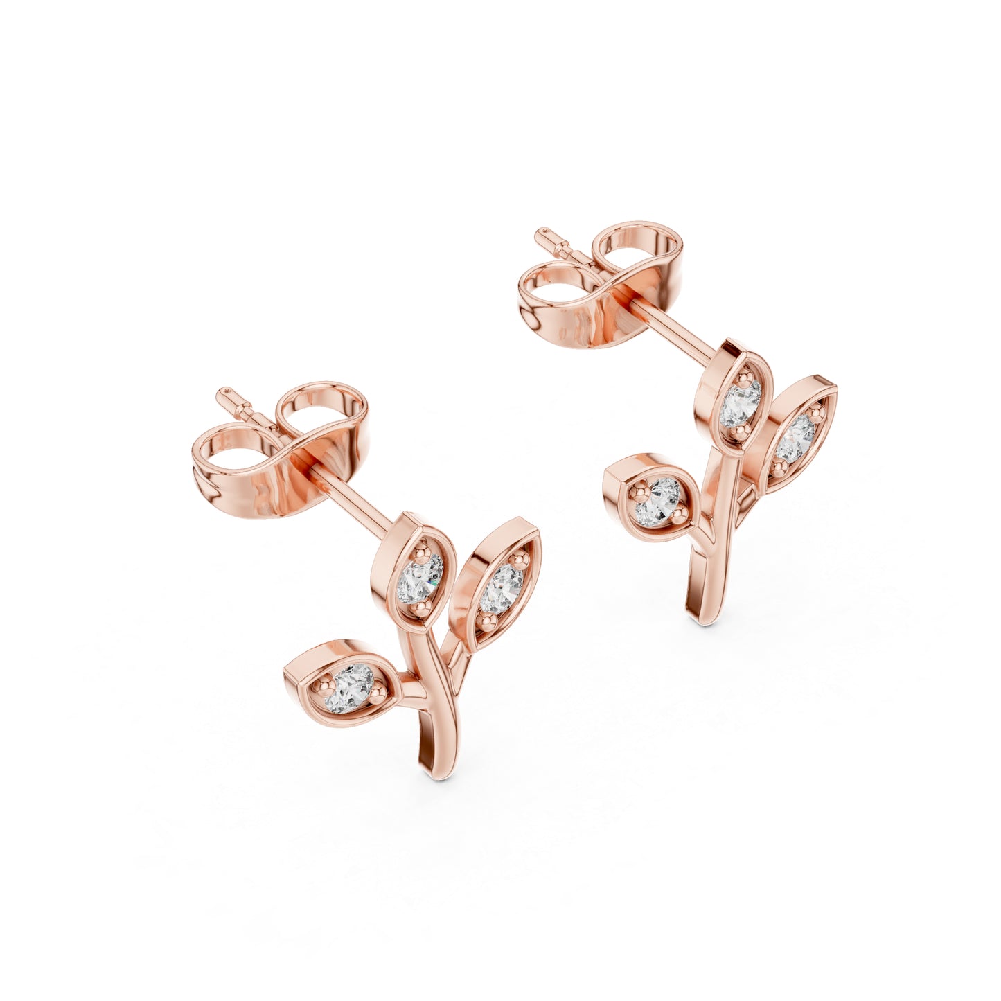 18K Rose Gold Round Lab-Grown Diamond Everyday Wear Earrings for Women | Pure Carat