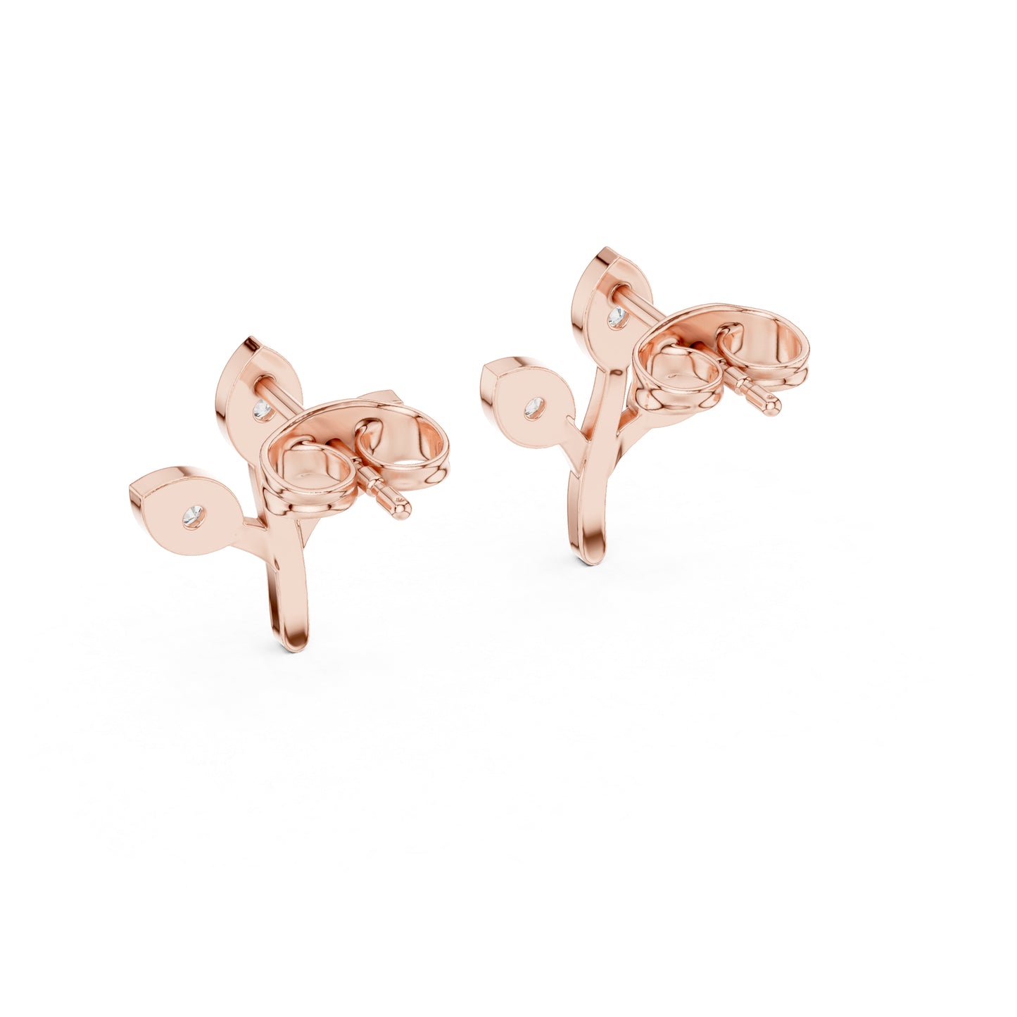 18K Rose Gold Round Lab-Grown Diamond Everyday Wear Earrings for Women | Pure Carat