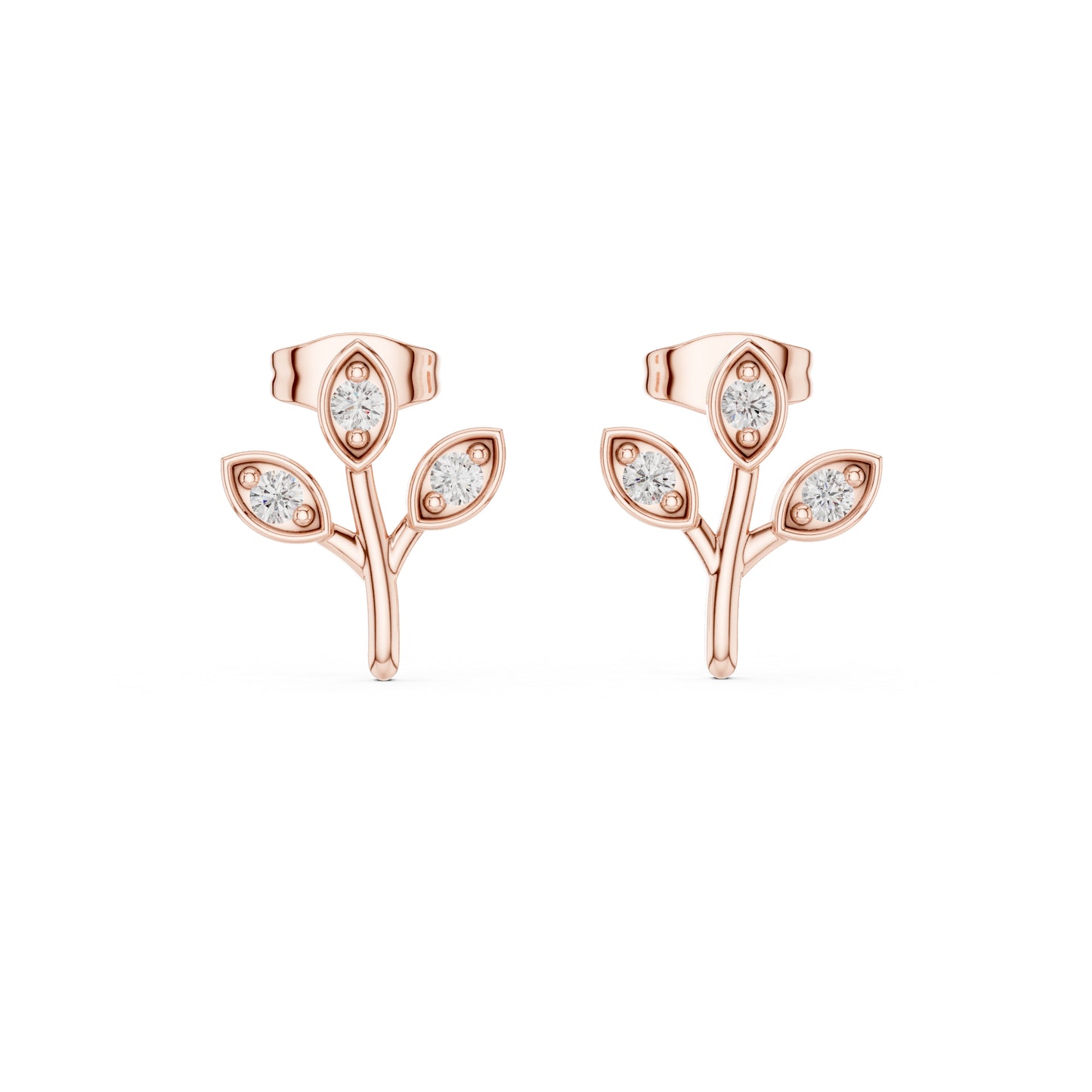 18K Rose Gold Round Lab-Grown Diamond Everyday Wear Earrings for Women | Pure Carat