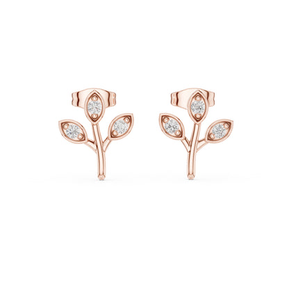 18K Rose Gold Round Lab-Grown Diamond Everyday Wear Earrings for Women | Pure Carat