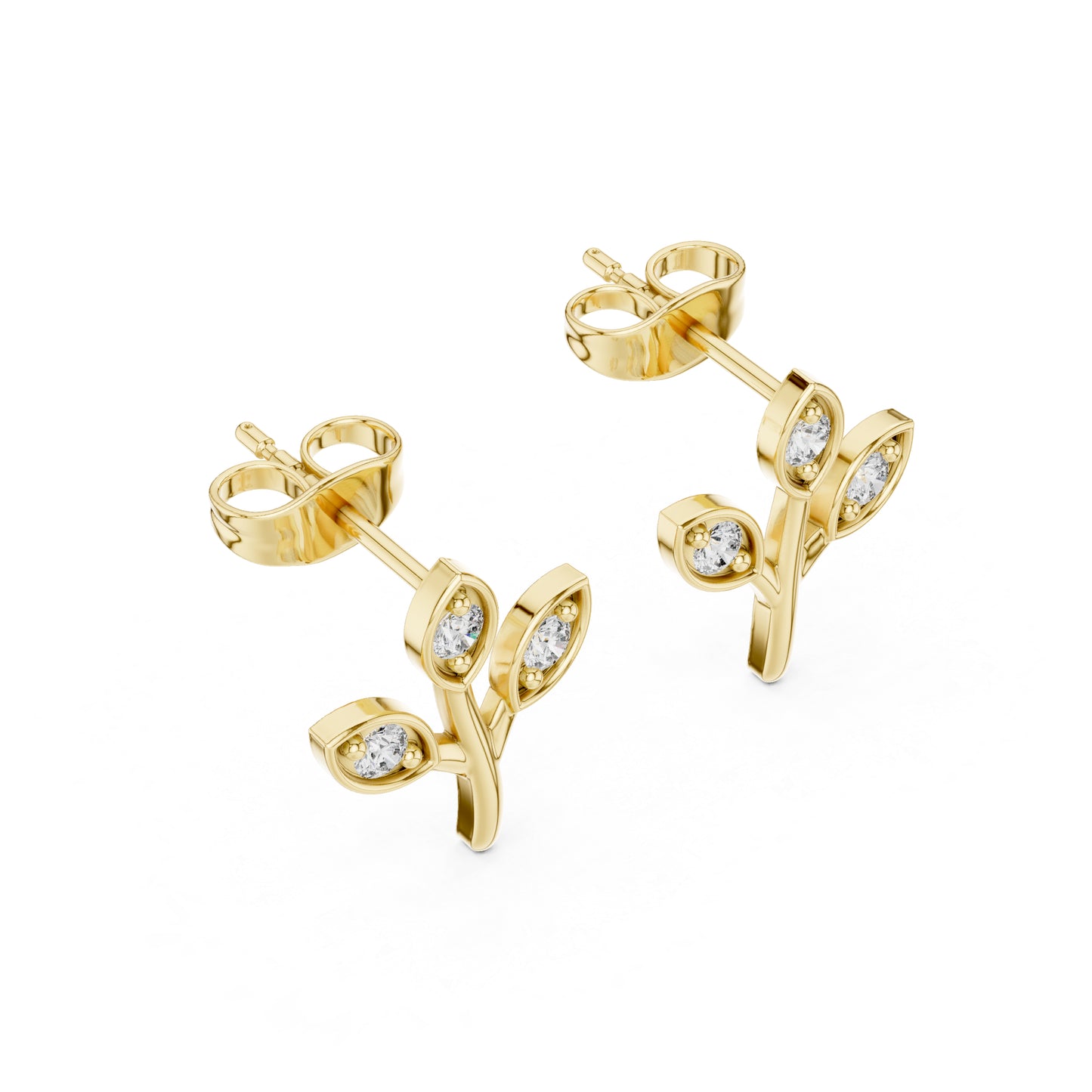 18K Rose Gold Round Lab-Grown Diamond Everyday Wear Earrings for Women | Pure Carat