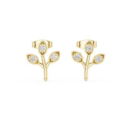 18K Rose Gold Round Lab-Grown Diamond Everyday Wear Earrings for Women | Pure Carat