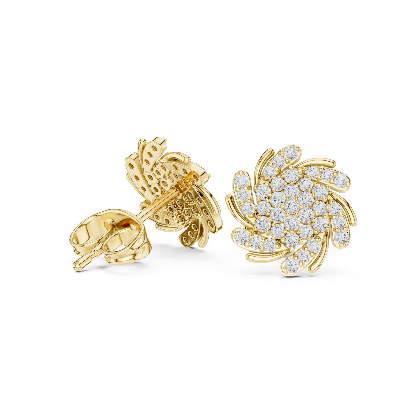 18K Yellow Gold Round Lab-Grown Diamond Engagement Earrings for Women | Pure Carat