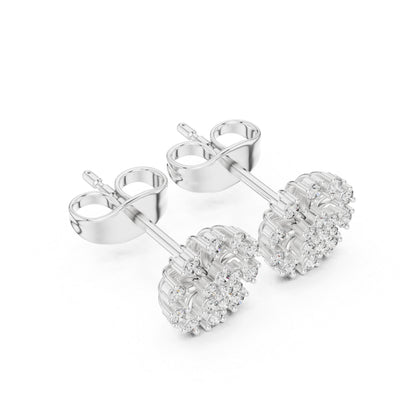 14K White Gold Round Lab-Grown Diamond Everyday Wear Earrings for Women | Pure Carat