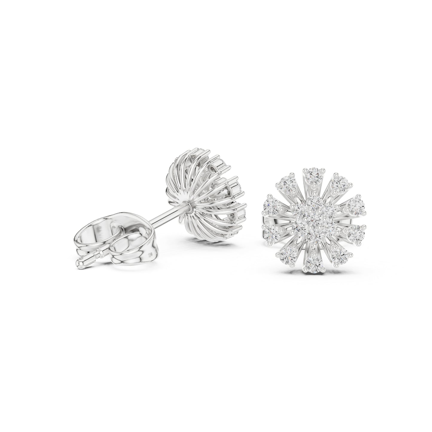 14K White Gold Round Lab-Grown Diamond Everyday Wear Earrings for Women | Pure Carat