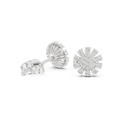 14K White Gold Round Lab-Grown Diamond Everyday Wear Earrings for Women | Pure Carat