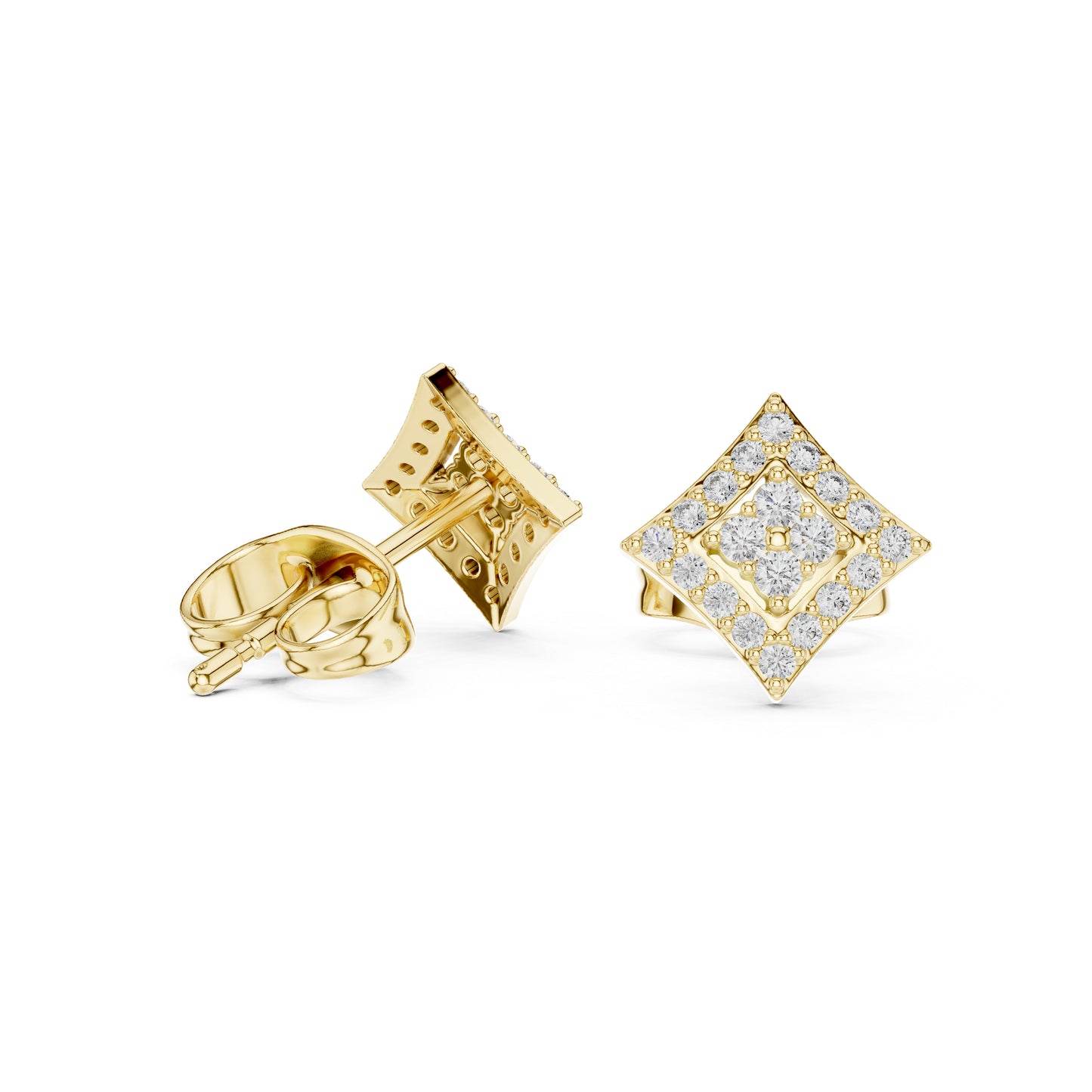 14K Yellow Gold Round Lab-Grown Diamond Engagement Earrings for Women | Pure Carat