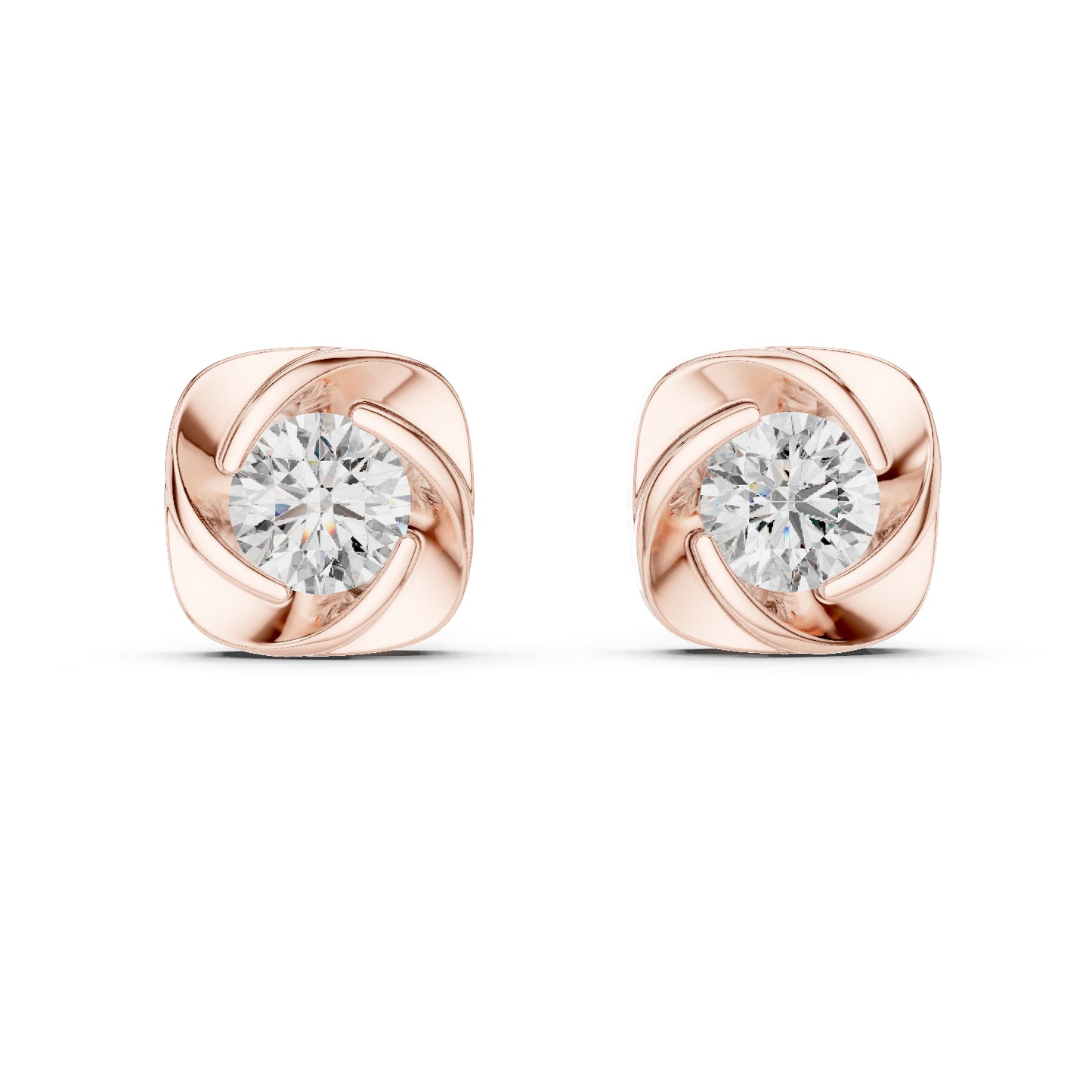 14K White Gold Round Lab-Grown Diamond Earrings for Women | PureCarat