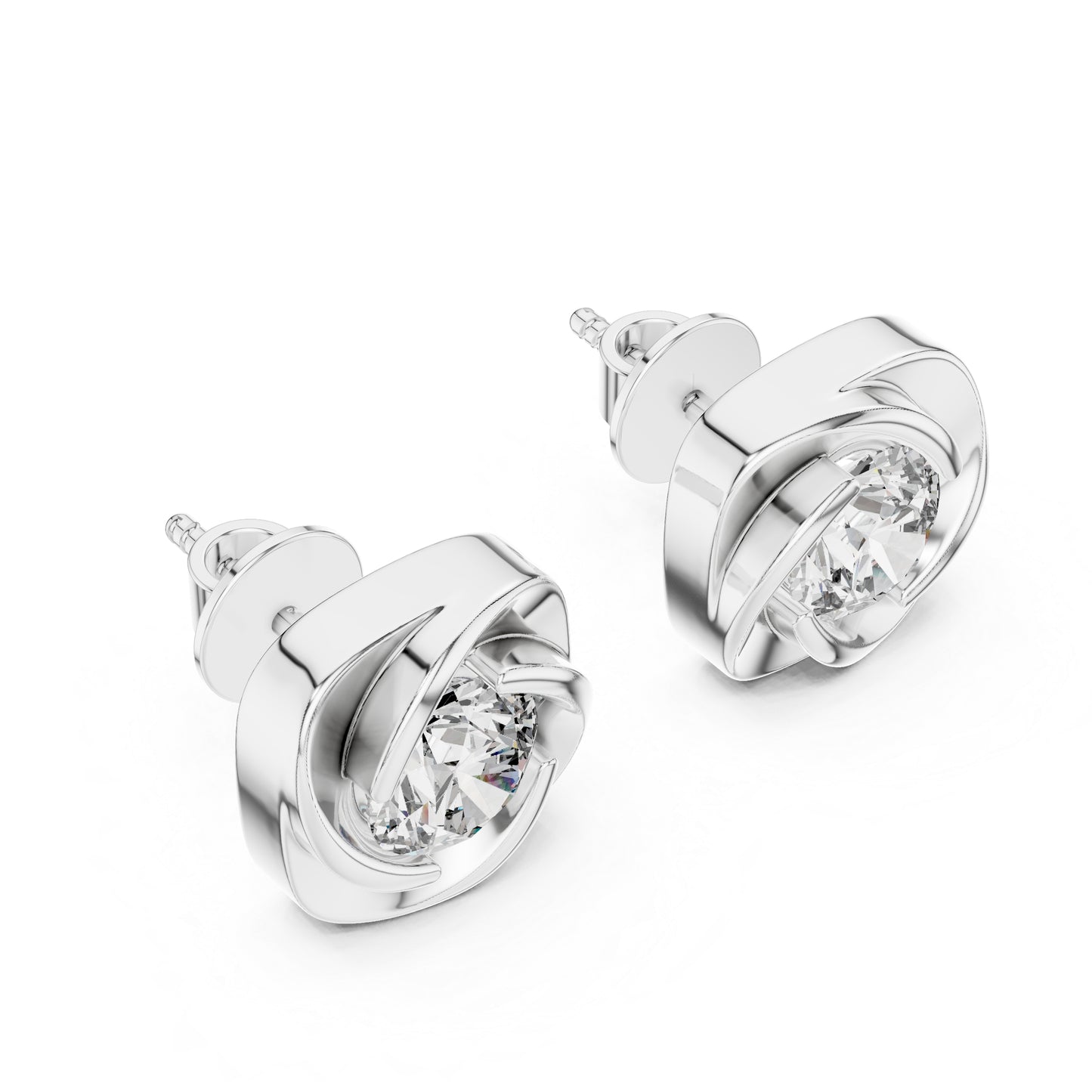 14K White Gold Round Lab-Grown Diamond Earrings for Women | PureCarat
