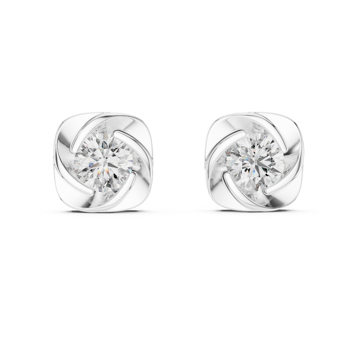 14K White Gold Round Lab-Grown Diamond Earrings for Women | PureCarat