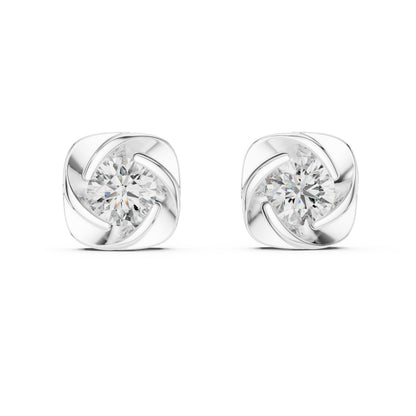 14K White Gold Round Lab-Grown Diamond Earrings for Women | PureCarat