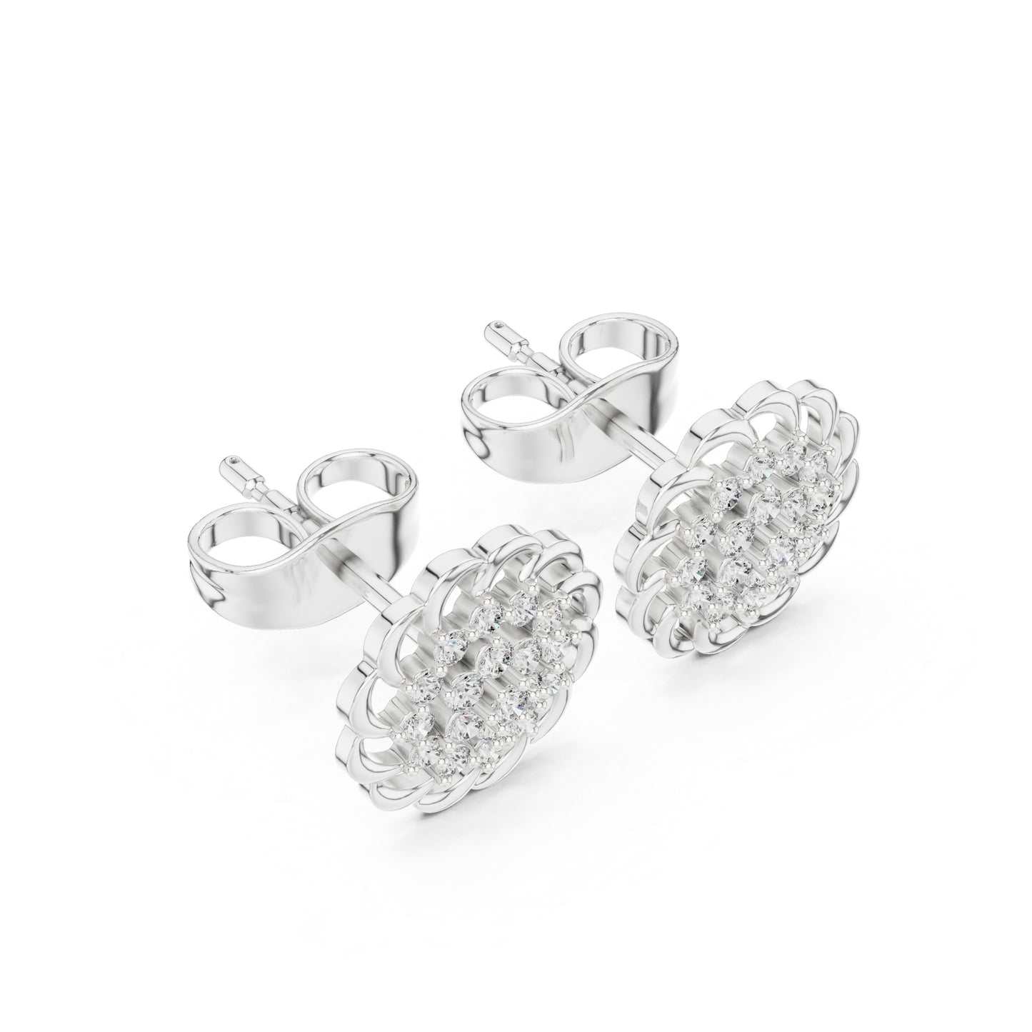 14K White Gold Round Lab-Grown Diamond Everyday Wear Earrings for Women | Pure Carat