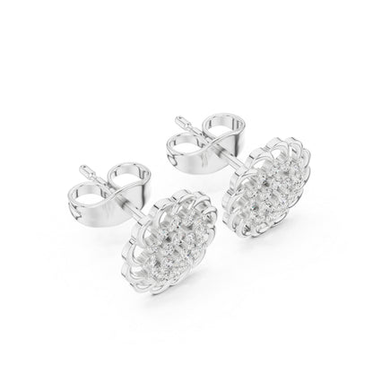 14K White Gold Round Lab-Grown Diamond Everyday Wear Earrings for Women | Pure Carat