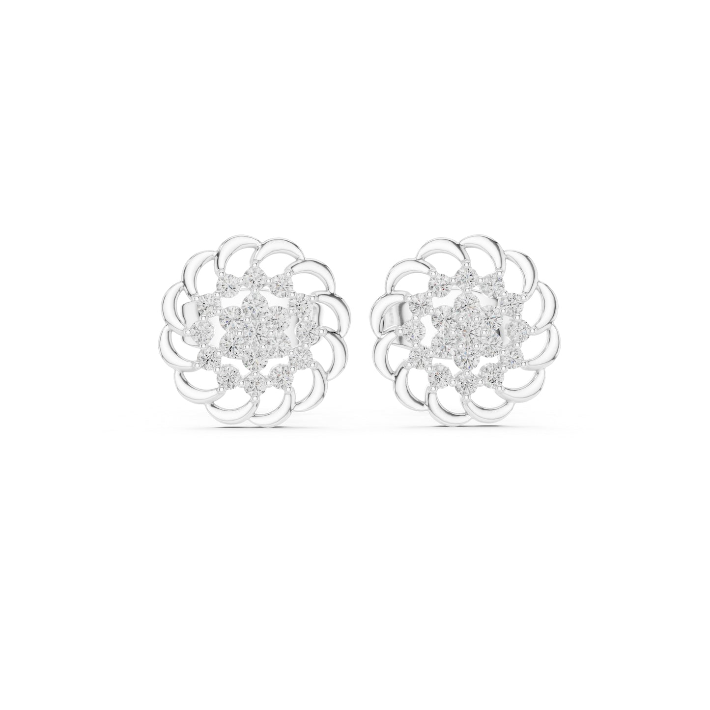 14K White Gold Round Lab-Grown Diamond Everyday Wear Earrings for Women | Pure Carat