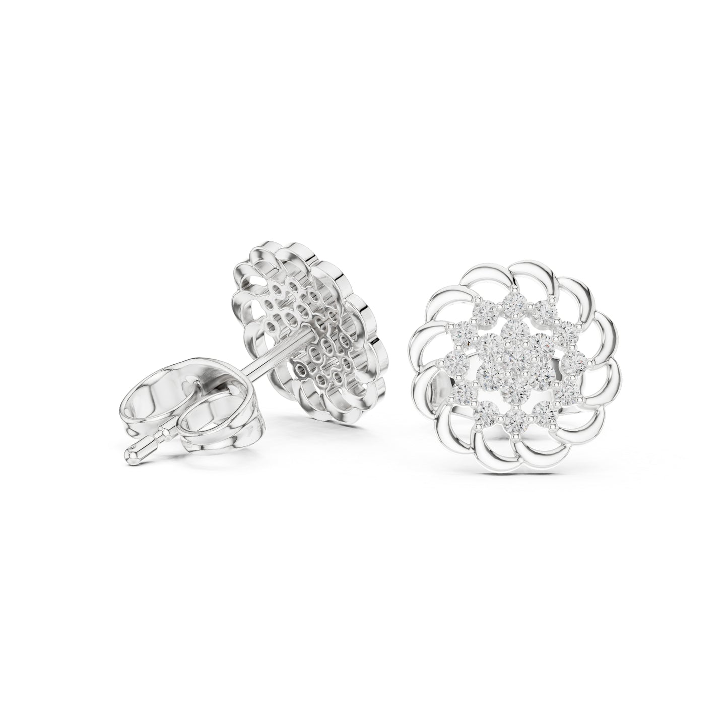 14K White Gold Round Lab-Grown Diamond Everyday Wear Earrings for Women | Pure Carat