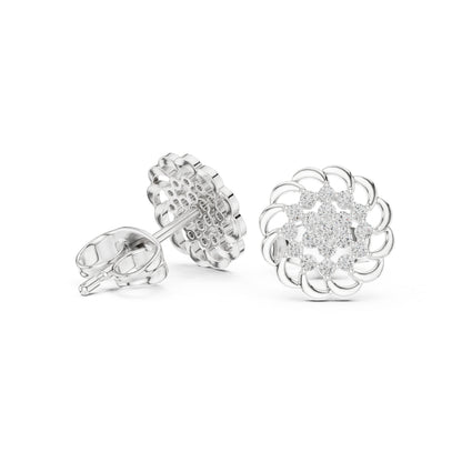 14K White Gold Round Lab-Grown Diamond Everyday Wear Earrings for Women | Pure Carat