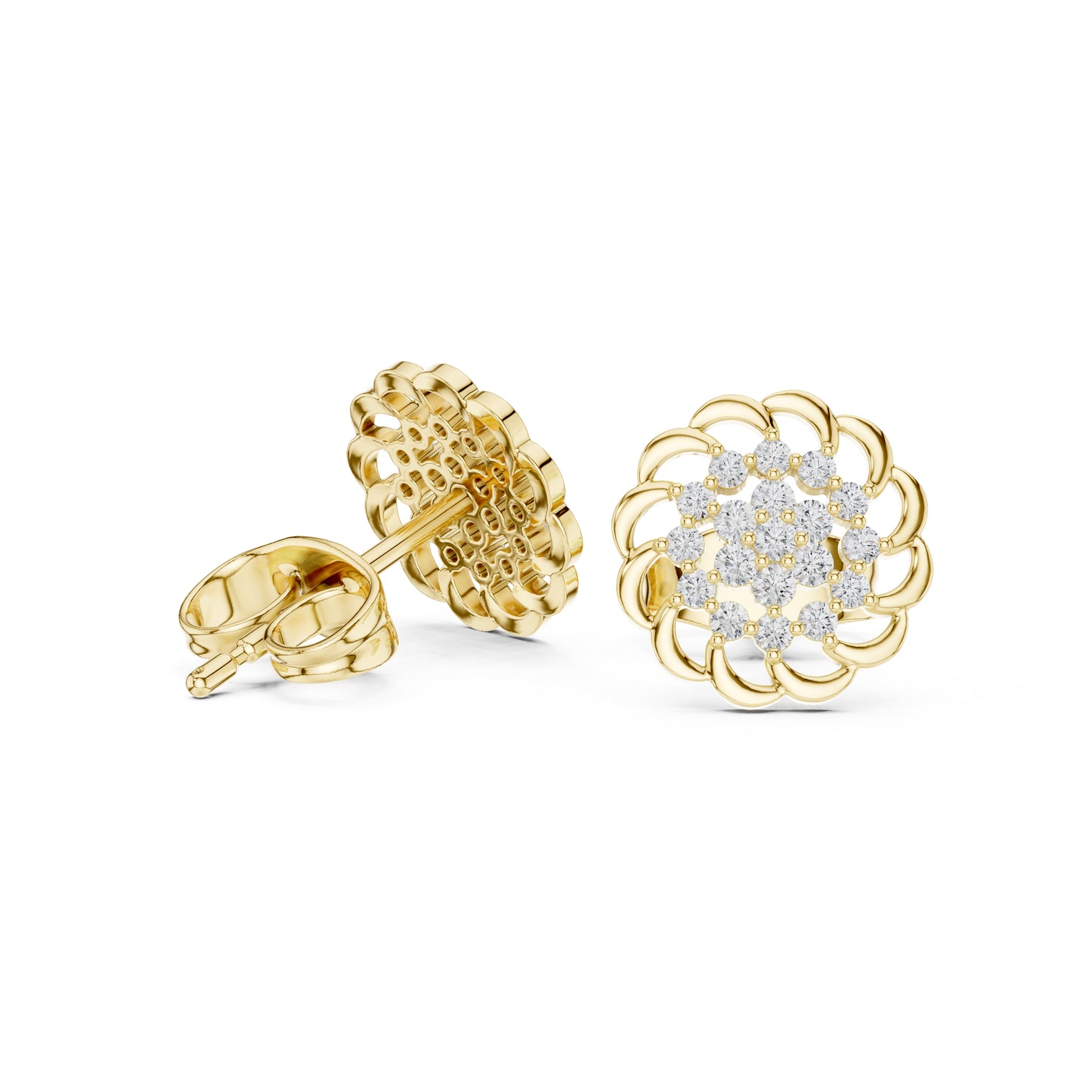 14K White Gold Round Lab-Grown Diamond Everyday Wear Earrings for Women | Pure Carat