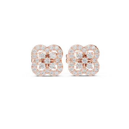 18K Rose Gold Round Lab-Grown Diamond Everyday Wear Earrings for Women | Pure Carat