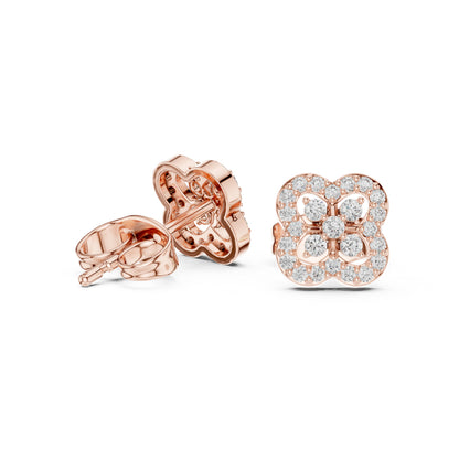 18K Rose Gold Round Lab-Grown Diamond Everyday Wear Earrings for Women | Pure Carat