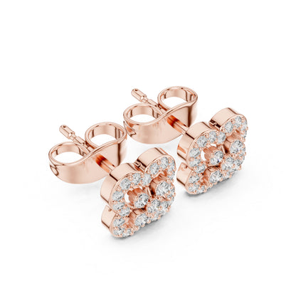 18K Rose Gold Round Lab-Grown Diamond Everyday Wear Earrings for Women | Pure Carat
