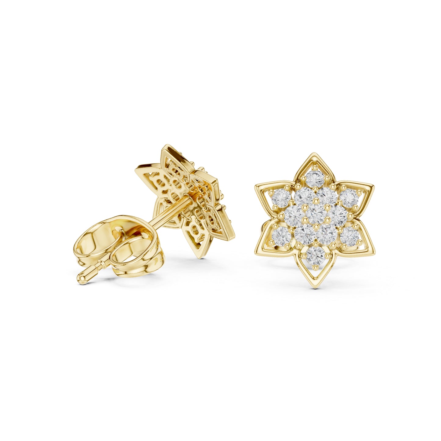14K Yellow Gold Round Lab-Grown Diamond Engagement Earrings for Women | Pure Carat