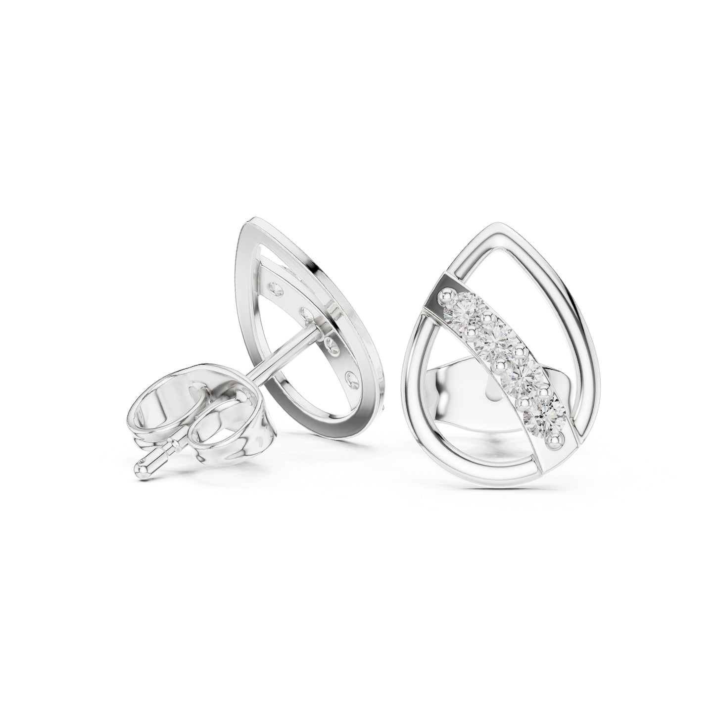 14K White Gold Round Lab-Grown Diamond Everyday Wear Earrings for Women | Pure Carat