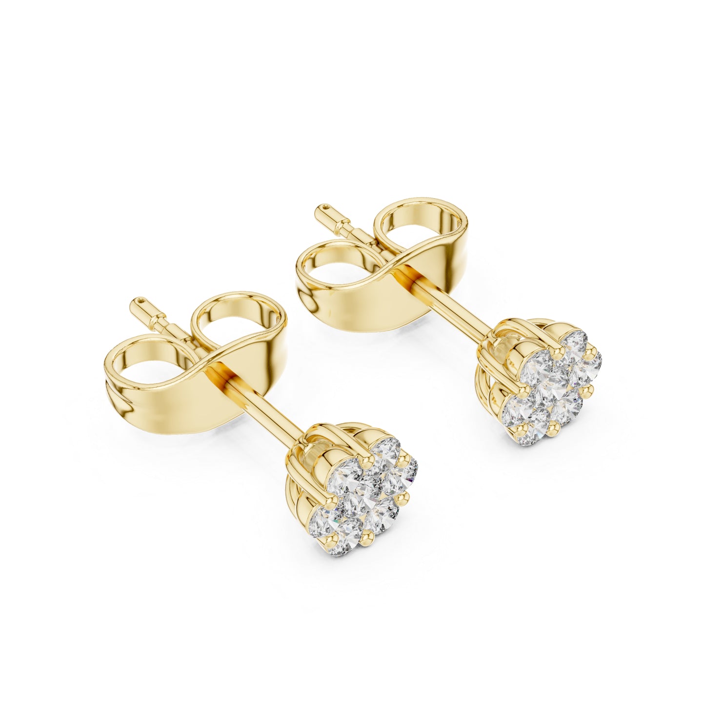 14K Yellow Gold Round Lab-Grown Diamond Wedding Earrings for Women | Pure Carat