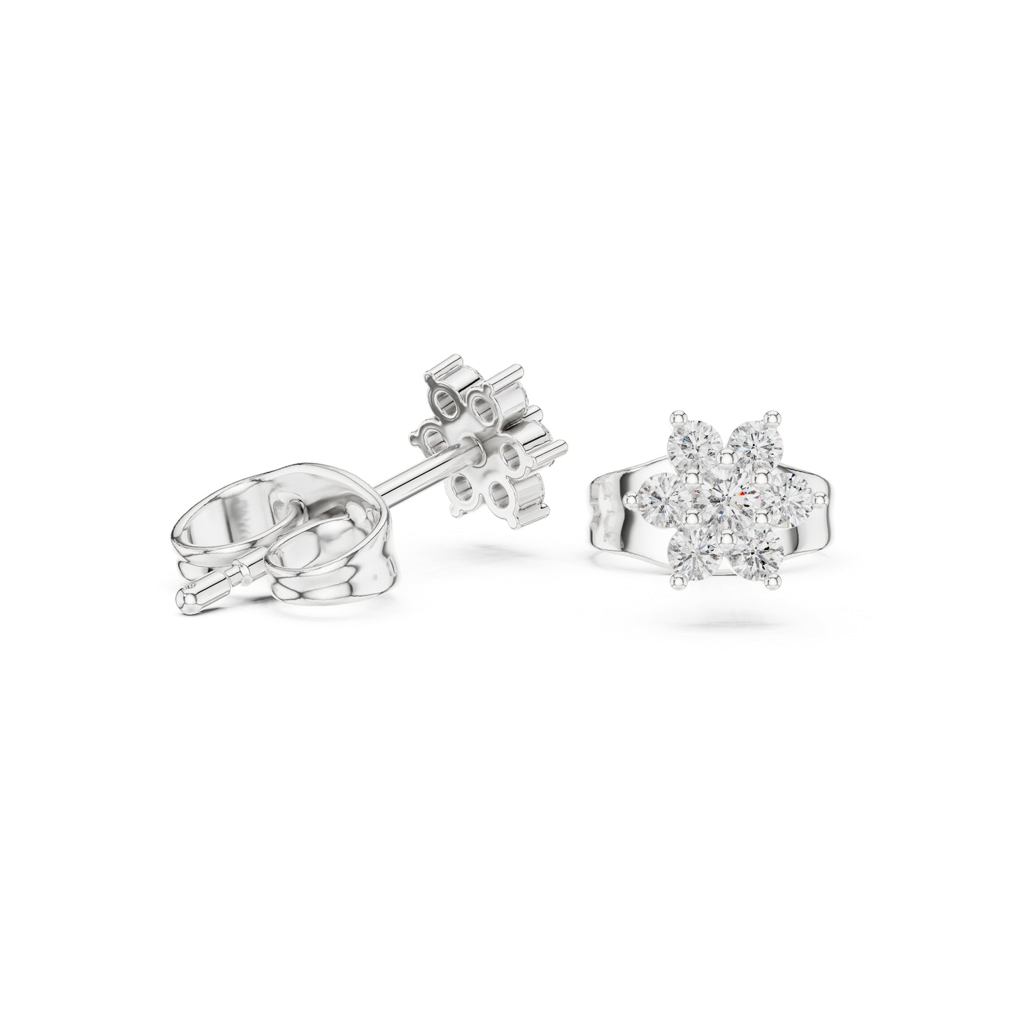 14K White Gold Round Lab-Grown Diamond Everyday Wear Earrings for Women | Pure Carat