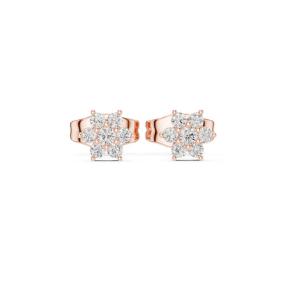 14K White Gold Round Lab-Grown Diamond Everyday Wear Earrings for Women | Pure Carat