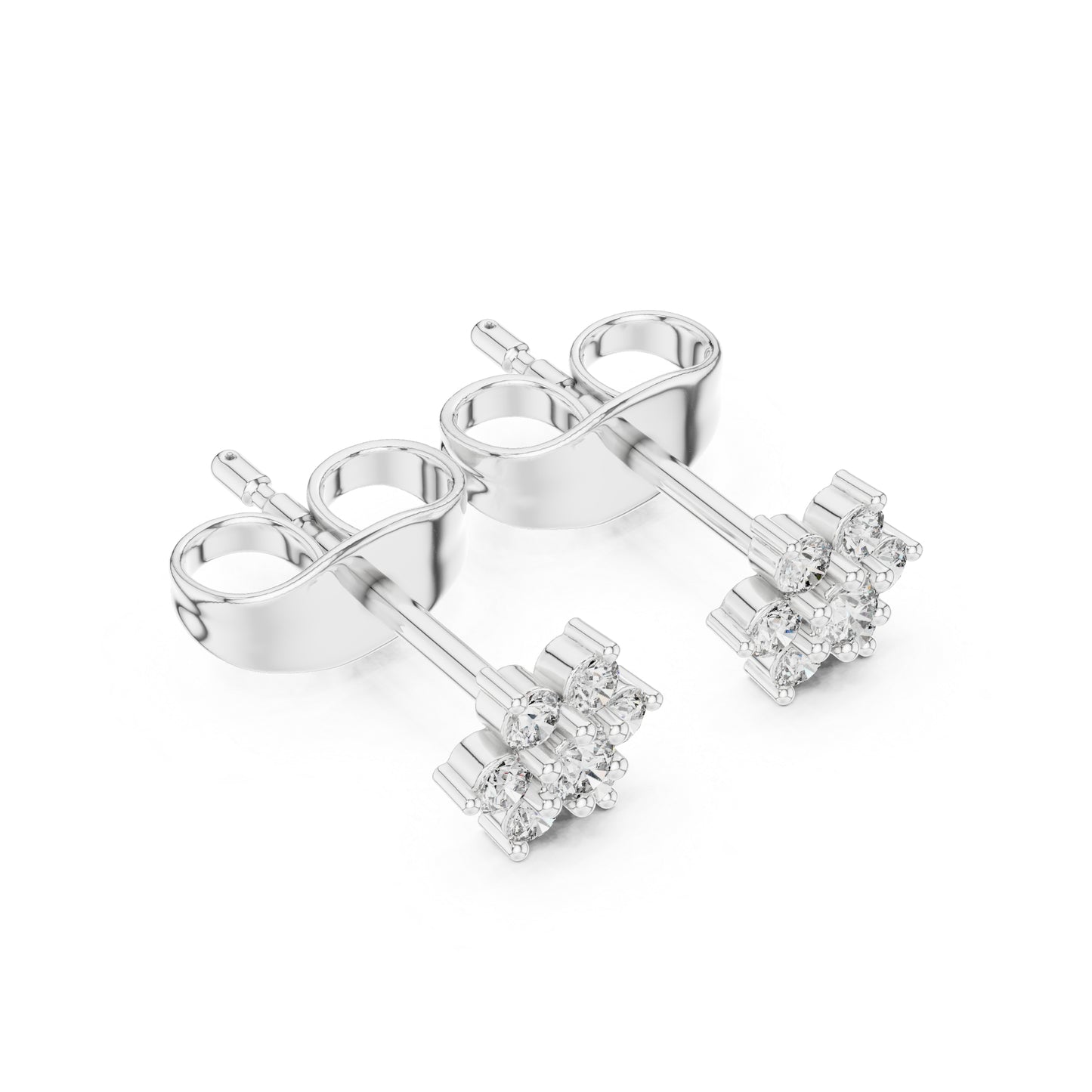 14K White Gold Round Lab-Grown Diamond Everyday Wear Earrings for Women | Pure Carat