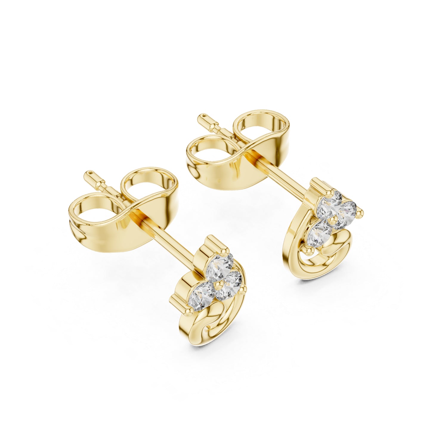 14K Yellow Gold Round Lab-Grown Diamond Engagement Earrings for Women | Pure Carat