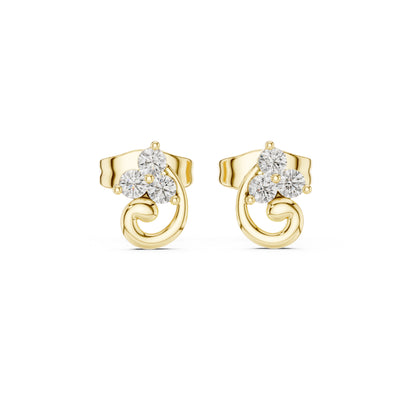 14K Yellow Gold Round Lab-Grown Diamond Engagement Earrings for Women | Pure Carat