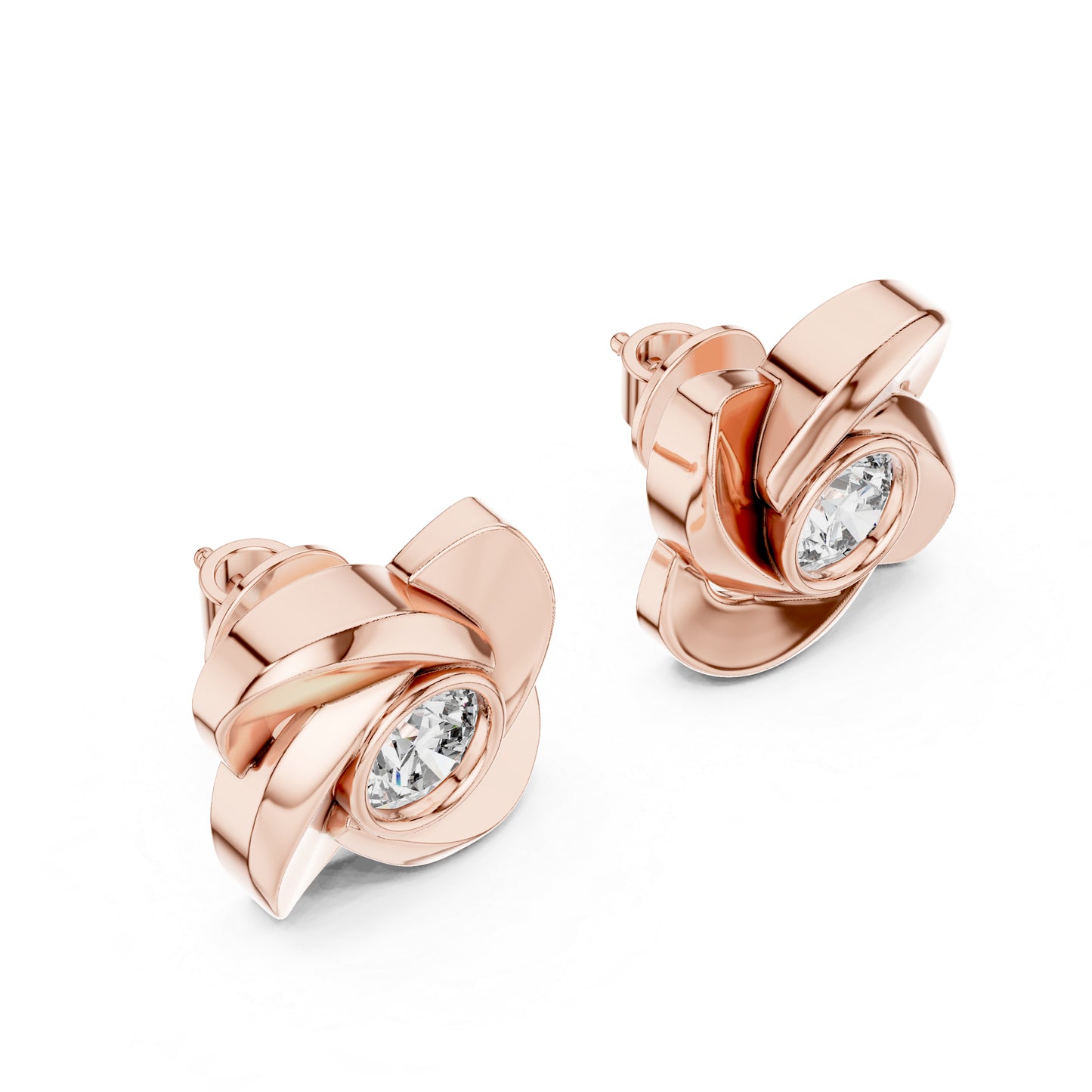 PureCarat 14K Rose Gold Round Lab-Grown Diamond Drop Earrings