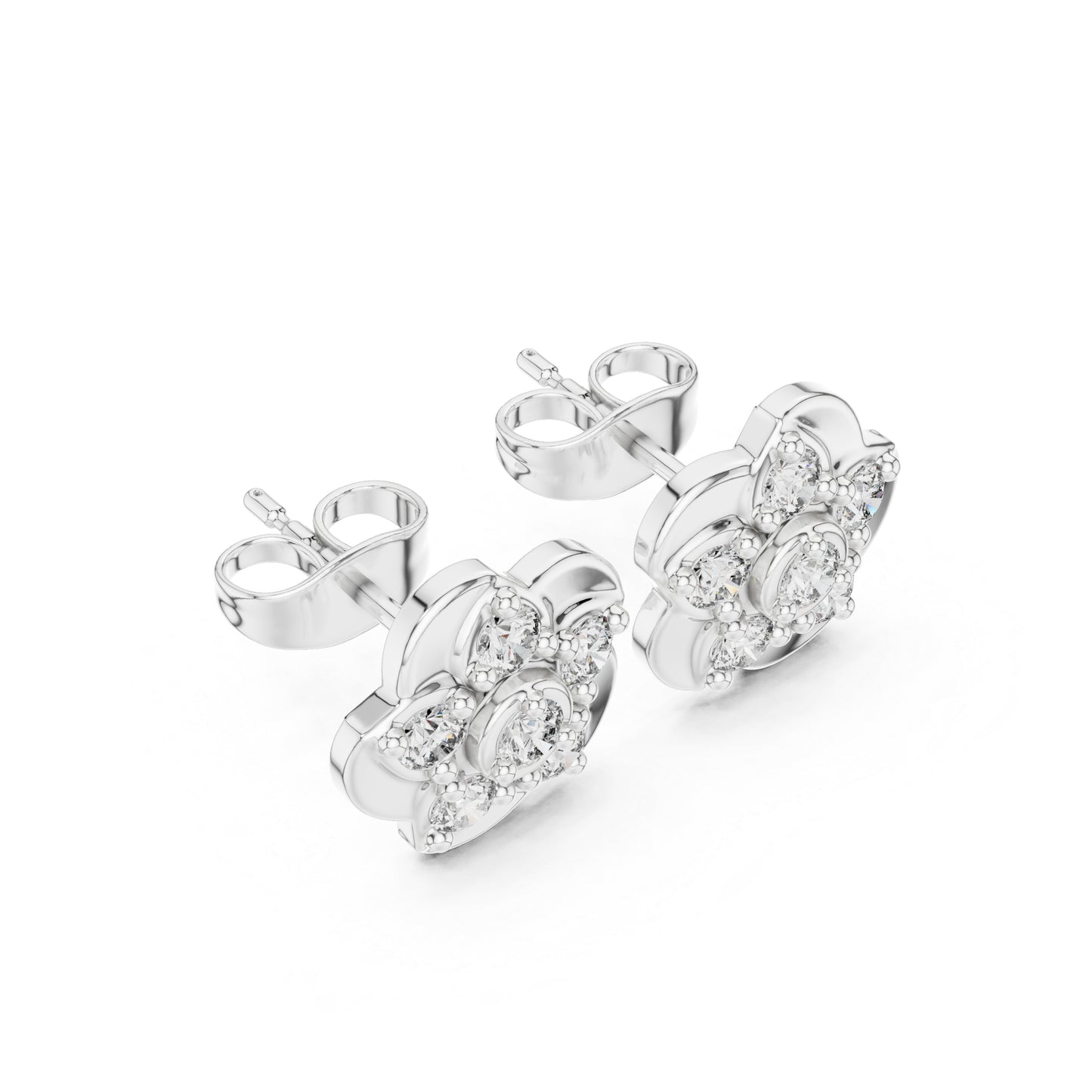 14K White Gold Round Lab-Grown Diamond Engagement Earrings for Women | Pure Carat