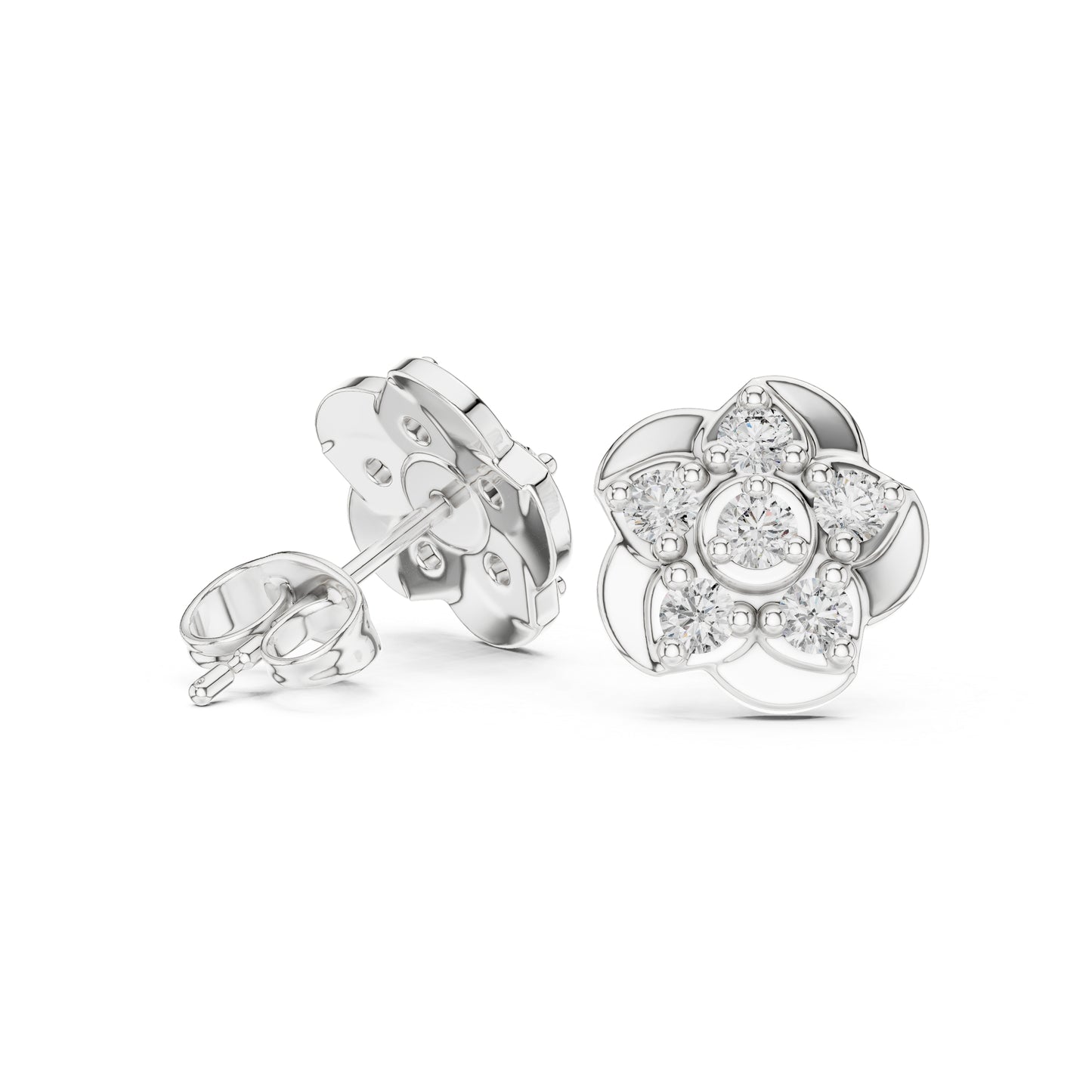 14K White Gold Round Lab-Grown Diamond Engagement Earrings for Women | Pure Carat