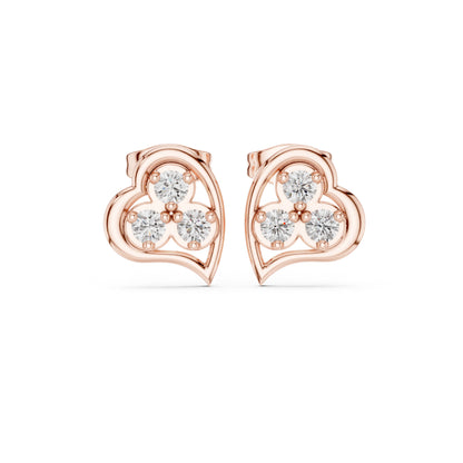 18K Rose Gold Round Lab-Grown Diamond Wedding Earrings for Women | Pure Carat