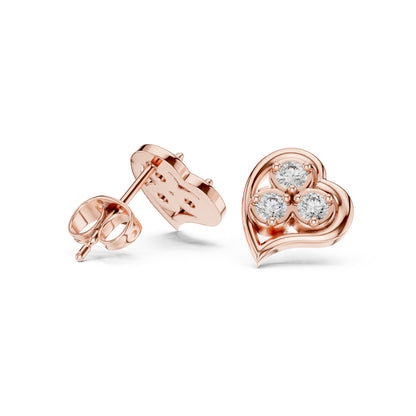 18K Rose Gold Round Lab-Grown Diamond Wedding Earrings for Women | Pure Carat