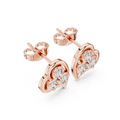 18K Rose Gold Round Lab-Grown Diamond Wedding Earrings for Women | Pure Carat