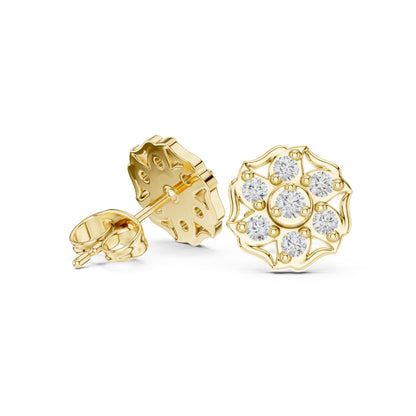18K Yellow Gold Round Lab-Grown Diamond Engagement Earrings for Women | Pure Carat